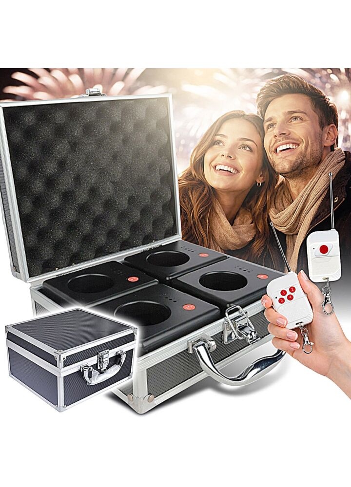 SUPRIMO SL4 bezprzewodowy system do zdalnego odpalania fontann iskier 4 odbiorniki case 2 piloty