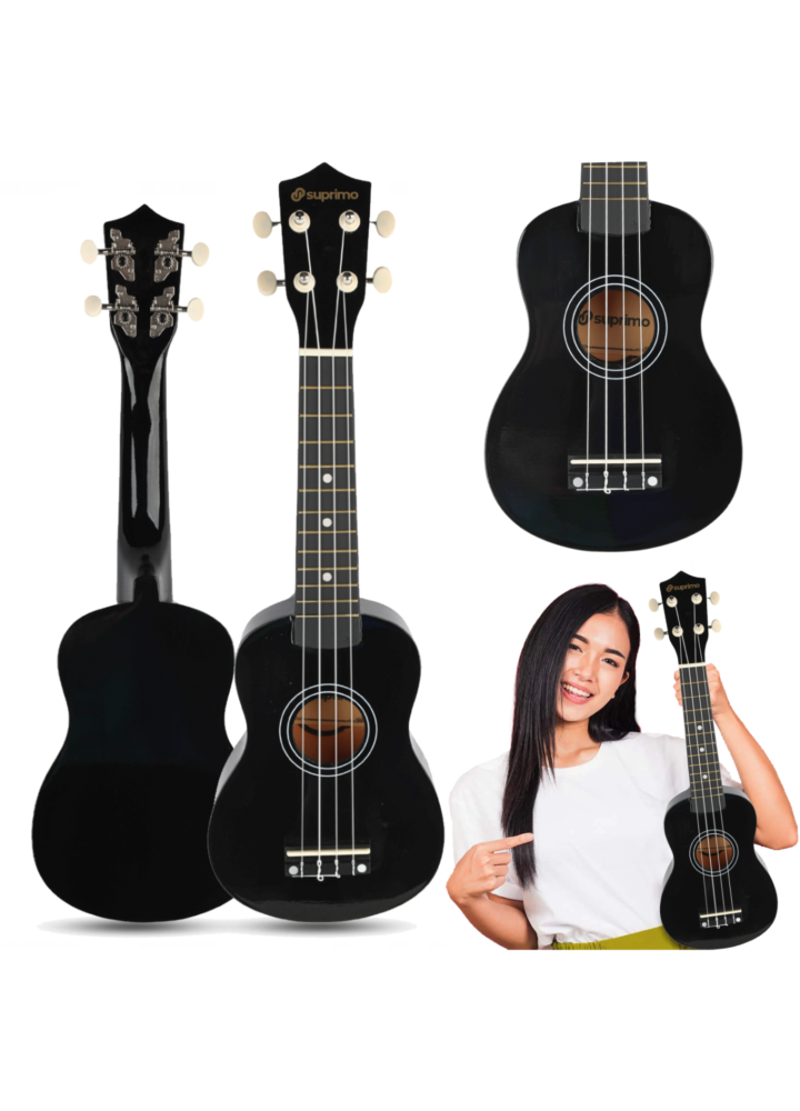 SUPRIMO UK21 BK ukulele sopranowe 21" czarne drewniane dla dzieci do nauki gry