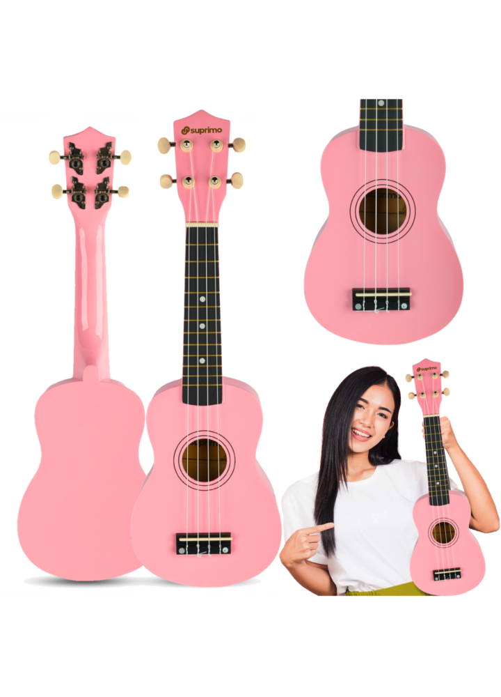 SUPRIMO UK21 PK ukulele sopranowe 21" różowe drewniane dla dzieci do nauki gry