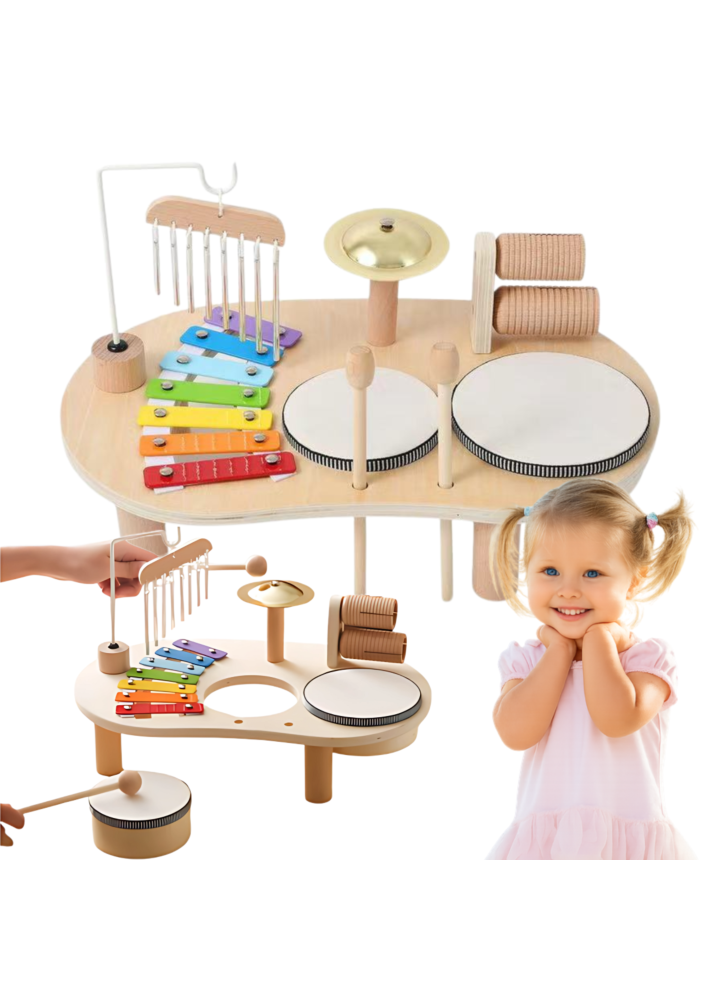 SUPRIMO WMD1 zestaw muzyczny tablica manipulacyjna perkusja stolik drewniany sensoryczny edukacyjny dla dzieci