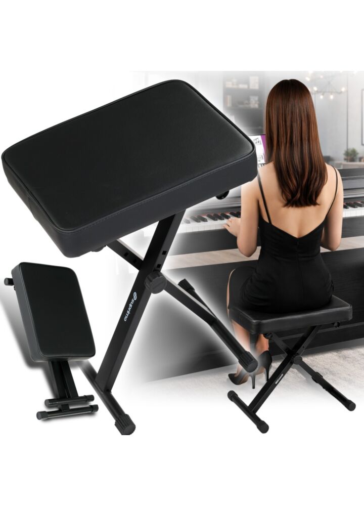 SUPRIMO XC ława do pianina siedzisko krzesło taboret dla muzyka czarna do 100 kg