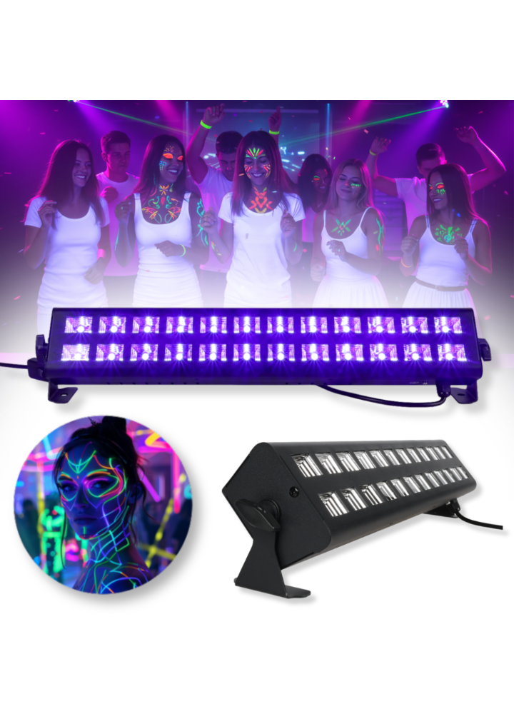 LIGHT4ME UV BAR 2X12 efekt oświetleniowy listwa sceniczna 24x3W LED 2x uchwyt montażowy