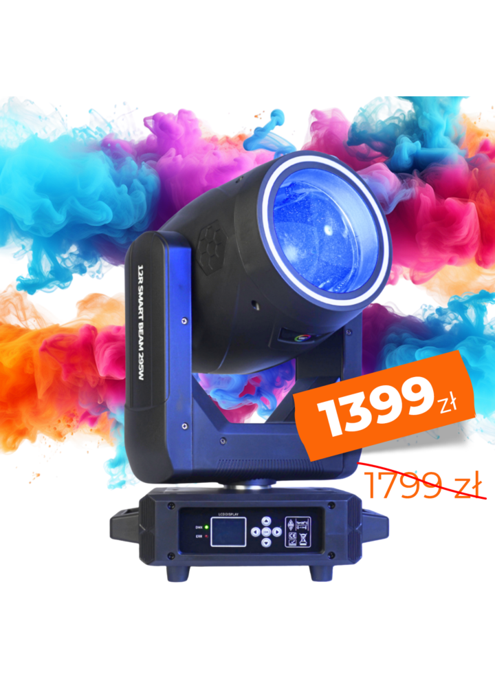 LIGHT4ME 12R SMART BEAM 295W głowica ruchoma lampa wyładowcza oświetlenie sceniczne efekt ring 31x0,2W RGB LED