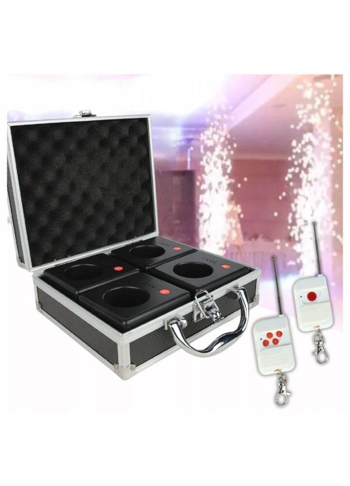 SUPRIMO SL4 bezprzewodowy system do zdalnego odpalania fontann iskier 4 odbiorniki case 2 piloty