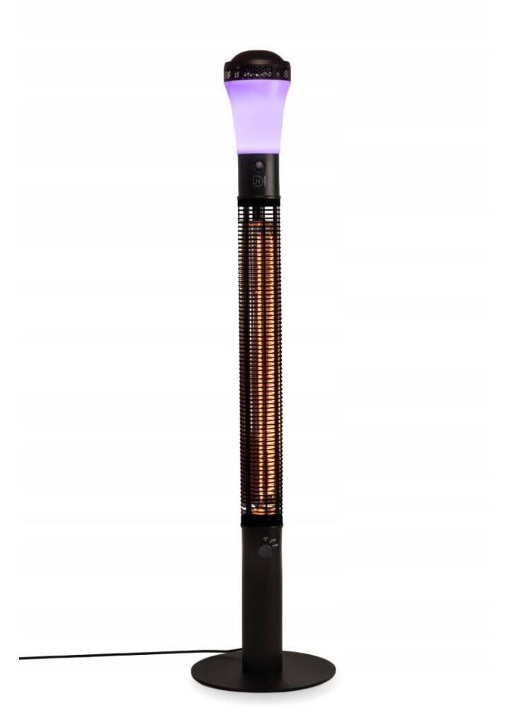 DH Garden Promiennik THL021 czarny grzejnik na podczerwień lampa ogrzewacz 1500W IP55 głośnik Bluetooth DSP LED pilot