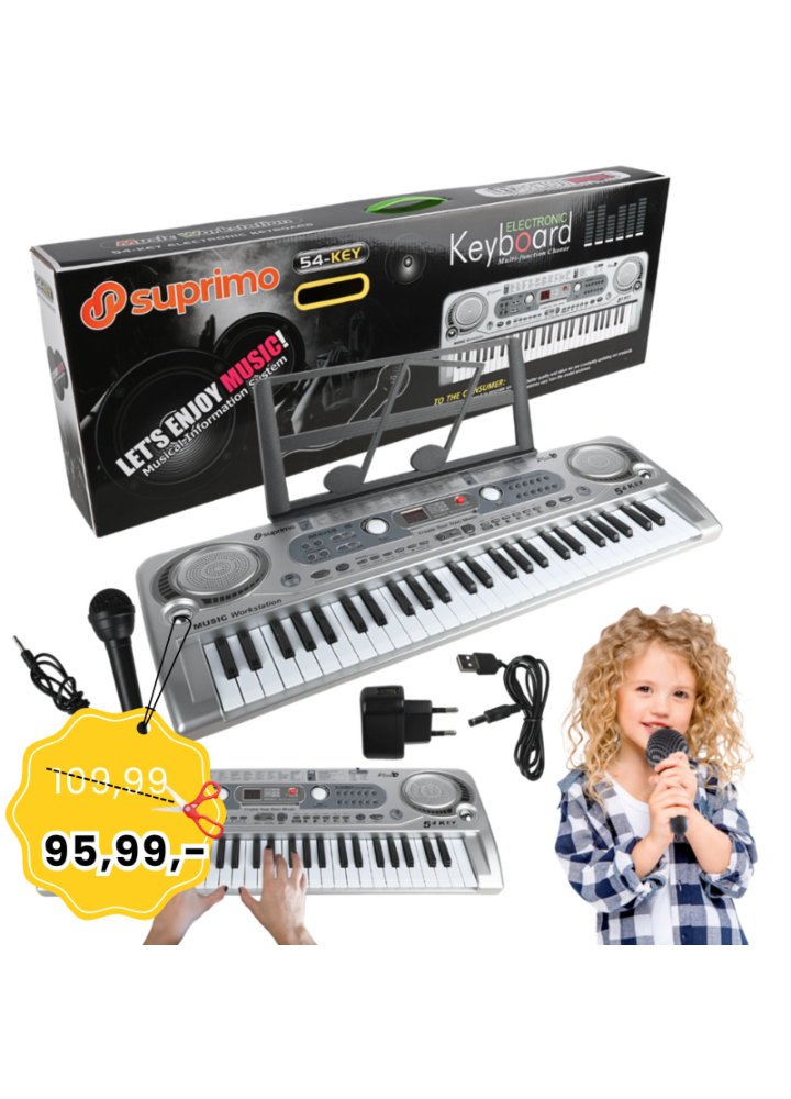 SUPRIMO 824 USB keyboard edukacyjny klawisze organy dla dzieci do nauki gry pulpit do nut mikrofon odtwarzacz MP3 AUX wyjście słuchawkowe