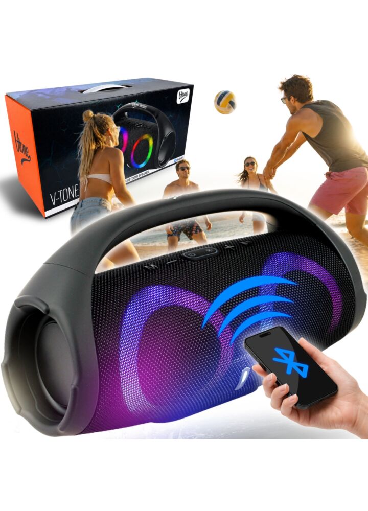 V-TONE BWS205 BK speaker Bluetooth wireless portable black battery-powered USB microSD AUX MP3 FM 2x5W