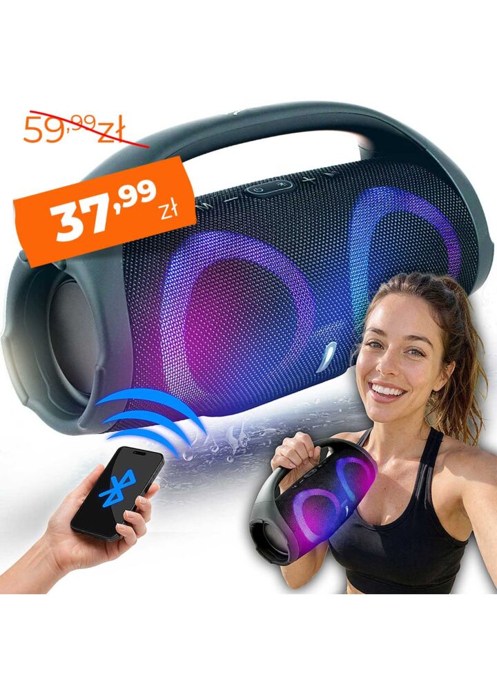 V-TONE BWS205 BL głośnik Bluetooth bezprzewodowy przenośny niebieski akumulatorowy USB microSD AUX MP3 FM 2x5W