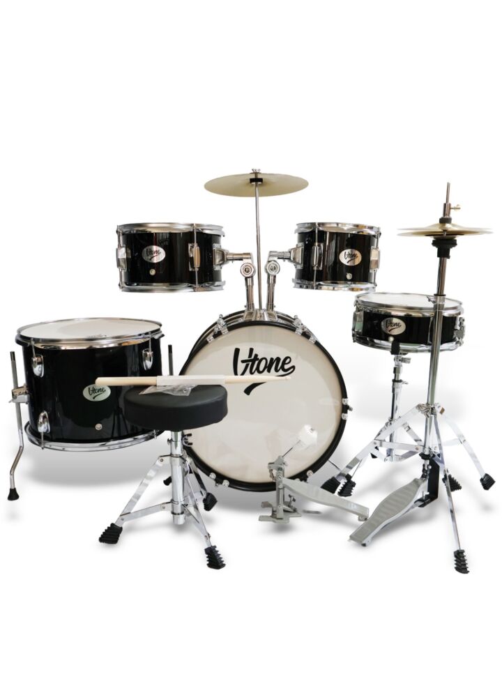 V-TONE ADJR 1 BK perkusja akustyczna junior czarna zestaw perkusyjny 5-częściowy hardware klucz regulacyjny pałeczki stołek