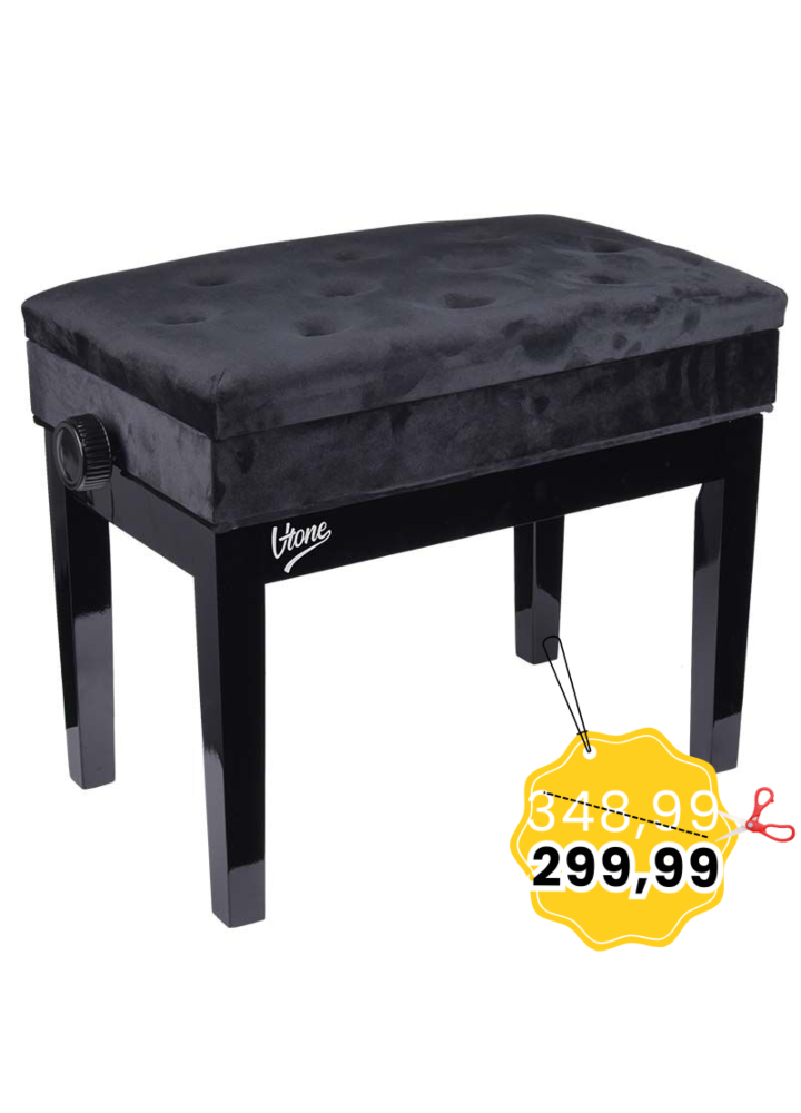 V-TONE ŁAWA 2 WL ława do pianina ze schowkiem WELUR BK