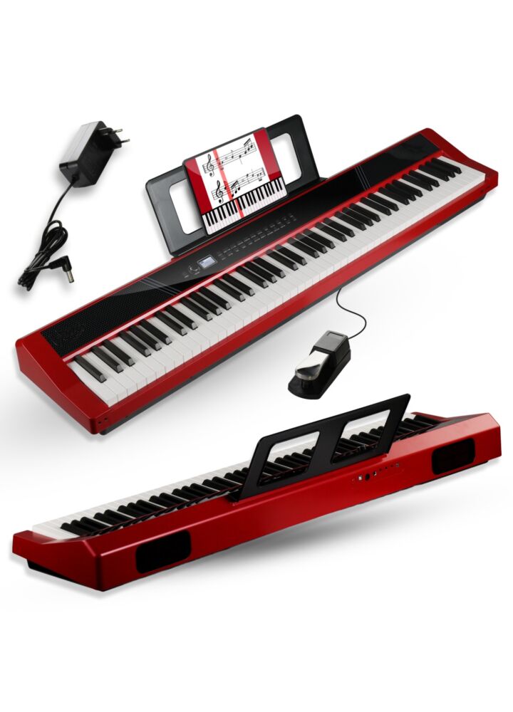 V-TONE BL-190 pianino cyfrowe przenośne ważone klawisze klawiatura młoteczkowa USB-B MIDI AUX Bluetooth 3x wyjście słuchawkowe pulpit do nut pedał sustain