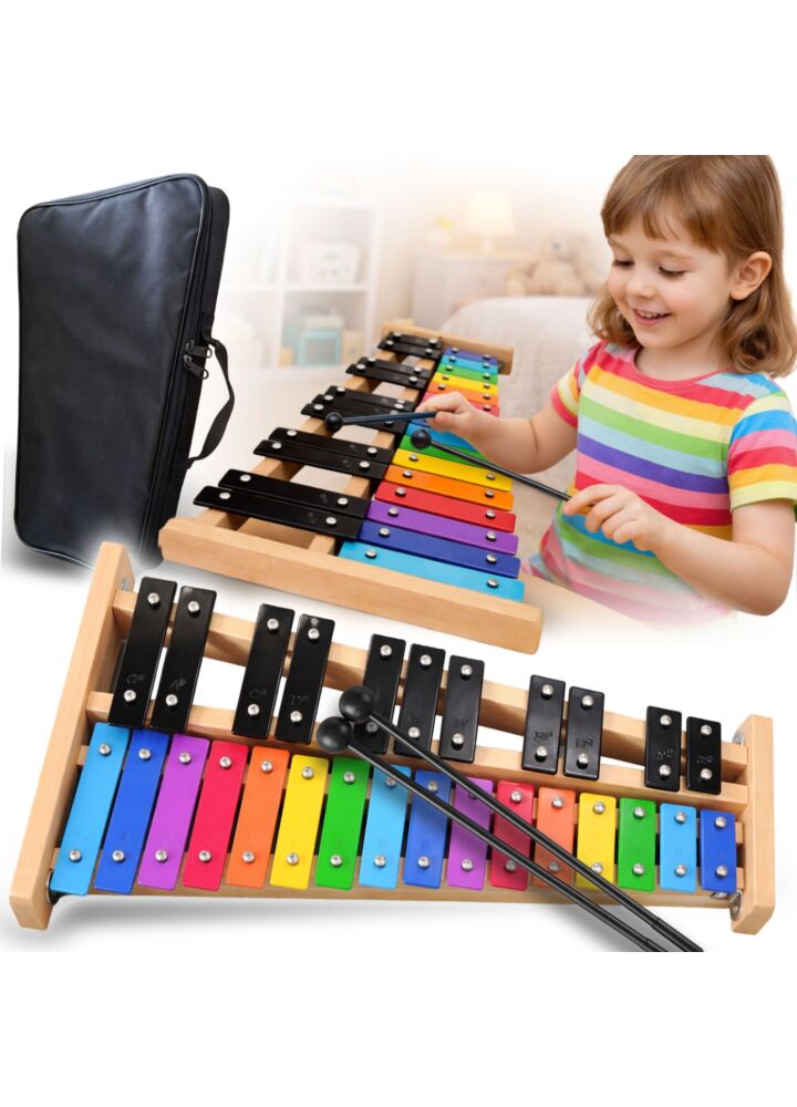 V-TONE DCC 27 SET cymbałki dzwonki chromatyczne 27-tonowe instrument dla dzieci glockenspiel edukacyjny 2 pałeczki do gry pokrowiec transportowy