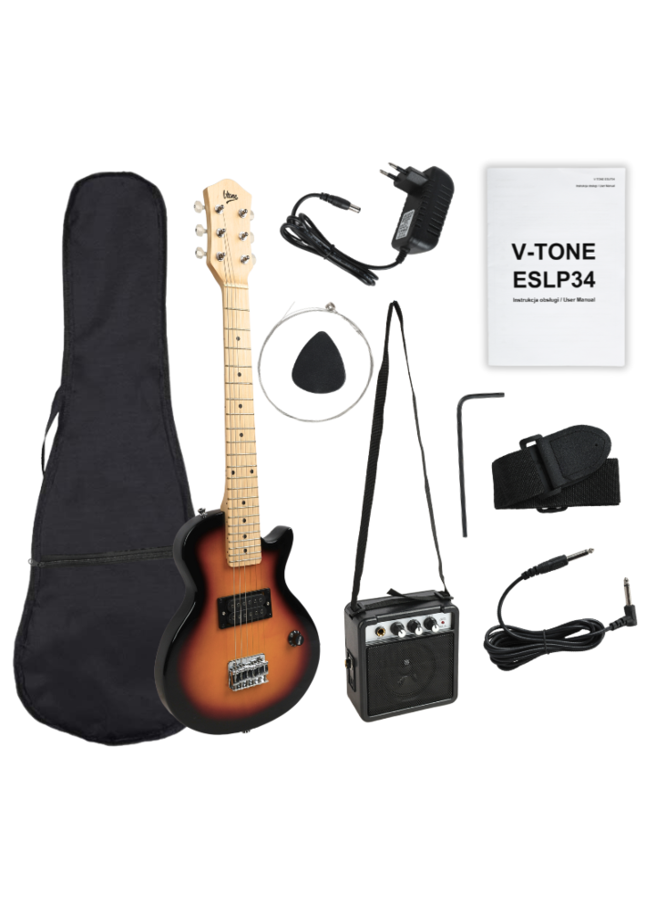 V-TONE ESLP34 SB gitara elektryczna 1/2 Les Paul 34" H sunburst + wzmacniacz gitarowy zestaw