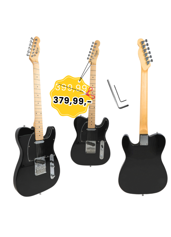 V-TONE ETL39 BK gitara elektryczna 4/4 telecaster 39" SS czarna klucze imbusowe
