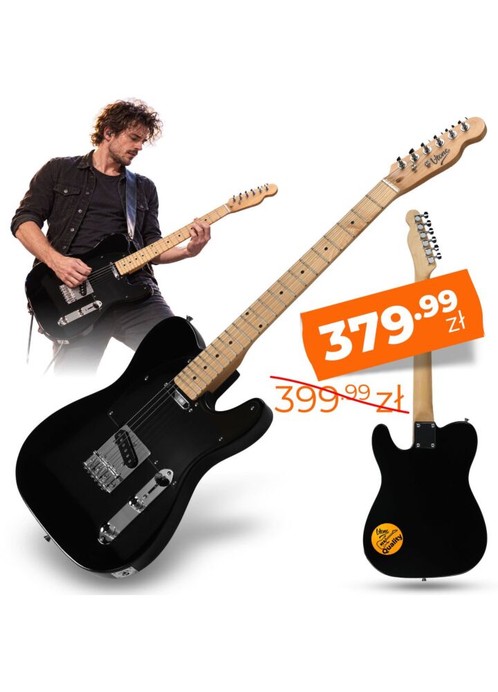 V-TONE ETL39 BK gitara elektryczna 4/4 telecaster 39" SS czarna klucze imbusowe