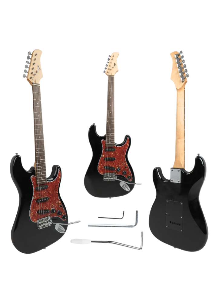 V-TONE GST39 BK gitara elektryczna 4/4 stratocaster 39" SSS ramię tremolo klucze imbusowe