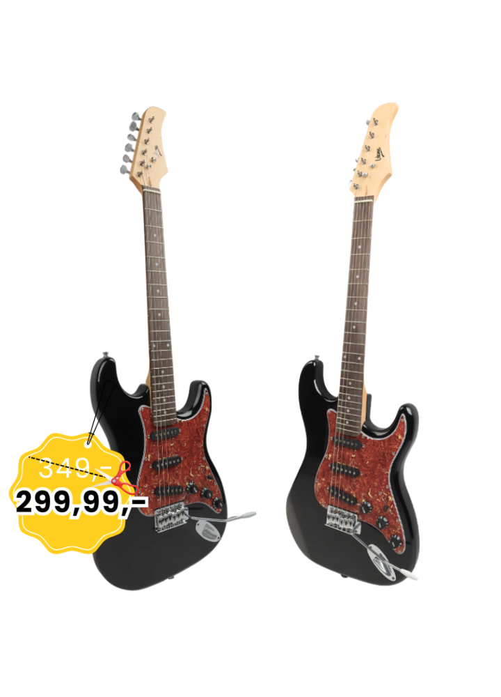 V-TONE GST39 BK gitara elektryczna 4/4 stratocaster 39" SSS ramię tremolo klucze imbusowe