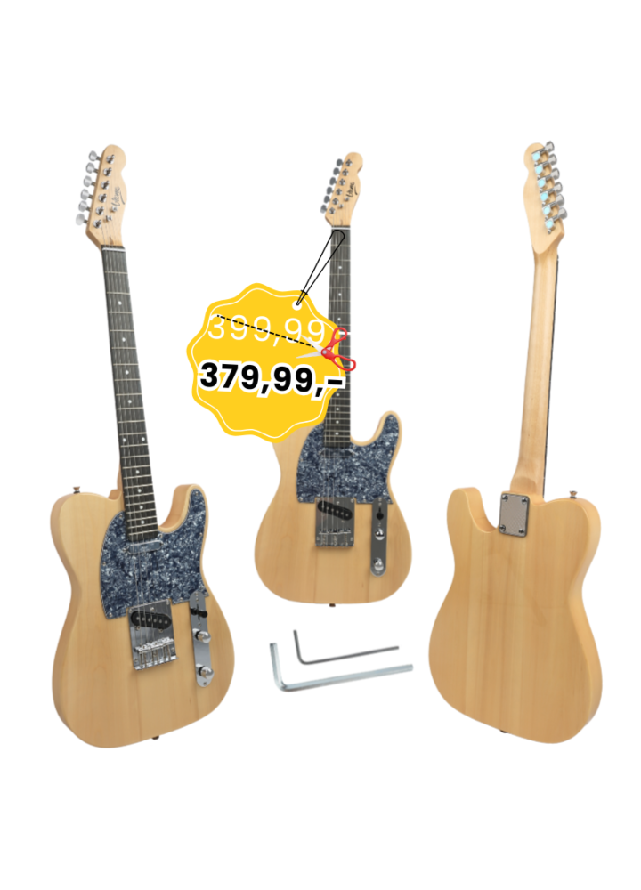 V-TONE GTL39 NT gitara elektryczna 4/4 telecaster 39" SS naturalne drewno klucze imbusowe