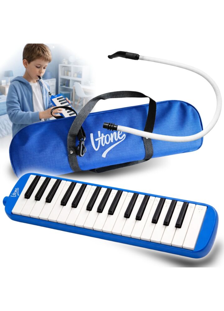 V-TONE MELODY 32 BL melodyka melodyjka harmonijka klawiszowa niebieska 32-klawiszowa 40,5 cm torba transportowa ściereczka do czyszczenia zestaw