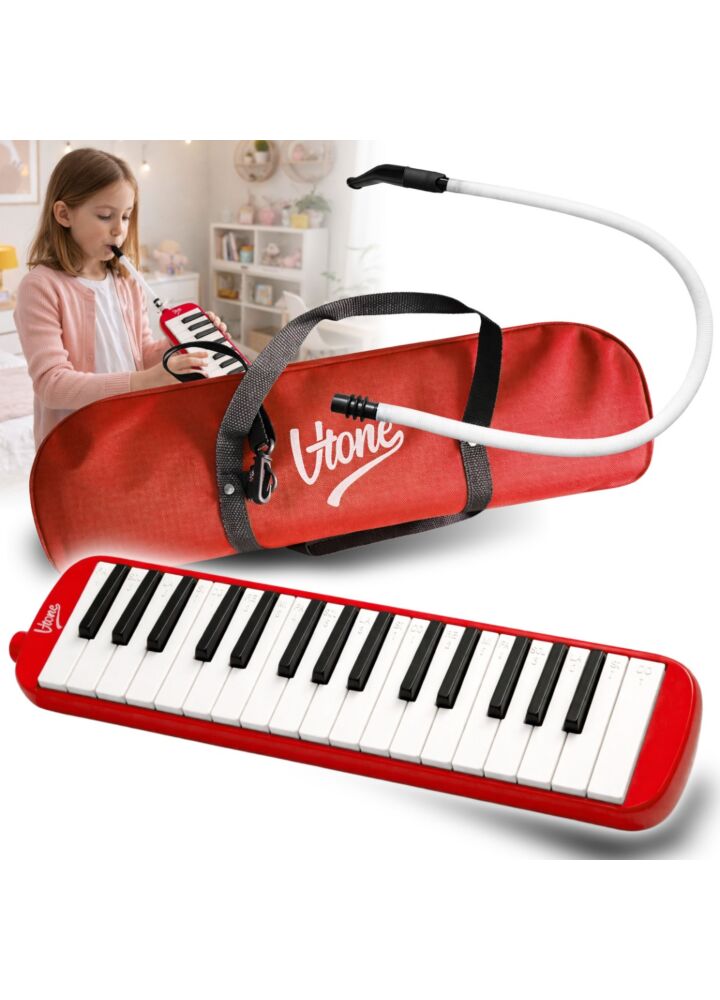V-TONE MELODY 32 RD melodyka melodyjka harmonijka klawiszowa czerwona 32-klawiszowa 40,5 cm torba transportowa ściereczka do czyszczenia zestaw