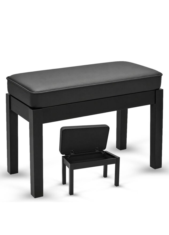 V-TONE PB1 BK ława do pianina keyboardu siedzisko dla muzyka czarna prostokątna schowek do 150 kg