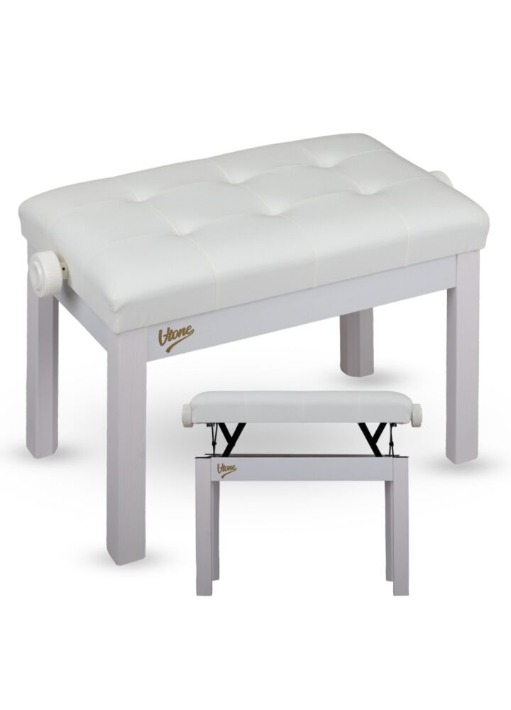 V-TONE PB3 WH ława do pianina keyboardu biała tapicerowana siedzisko dla muzyka regulowana 47-55 cm do 140 kg