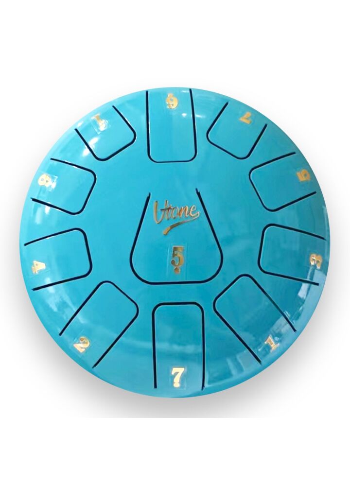 V-TONE VBJ 8-11 C stalowy bęben językowy tank drum hank drum cyjan 8 cali 11 tonów pałeczki perkusyjne pokrowiec z paskiem 4 nakładki na palce uchwyt na pałeczki naklejki lista melodii ściereczka zestaw