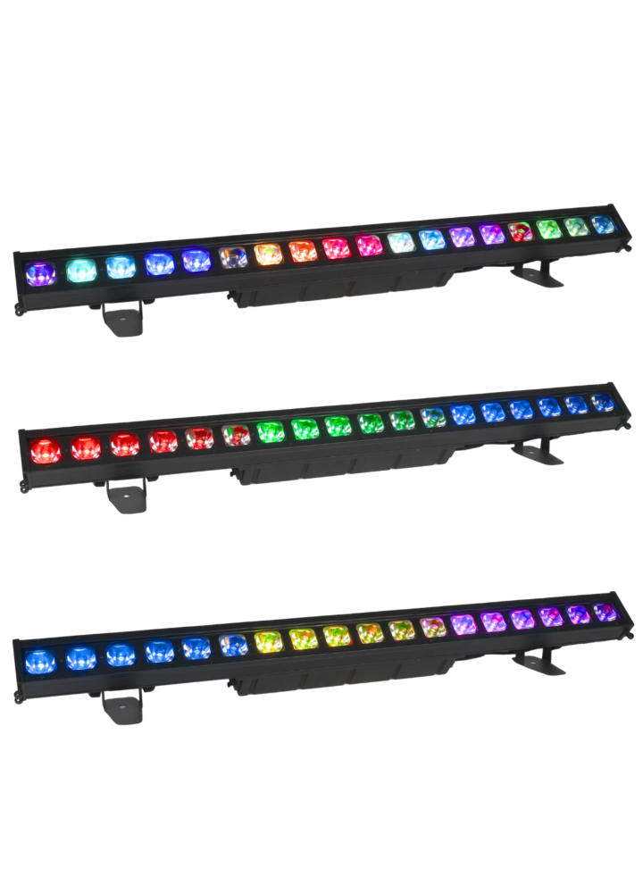 EVOLIGHTS GLACIER BAR 18 RGBA listwa oświetleniowa IP65 DMX łącznik 2x uchwyt montażowy 18x10W LED