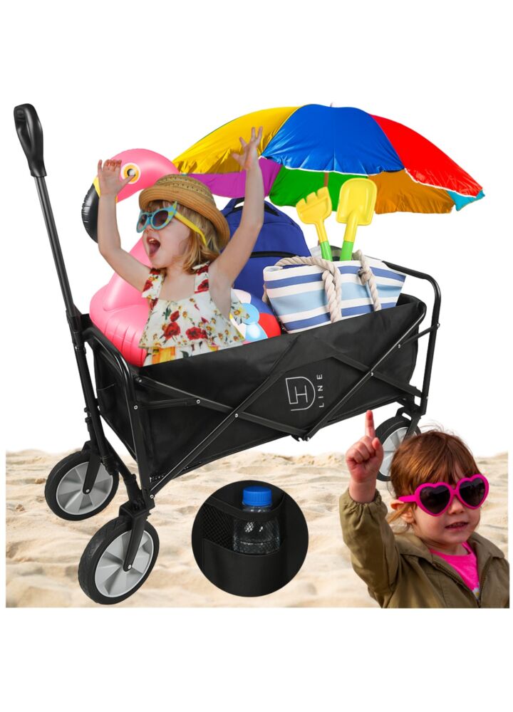 DH Line CART 150 wózek transportowy turystyczny plażowy kempingowy ogrodowy z rączką 4-kółkowy składany do 100 kg