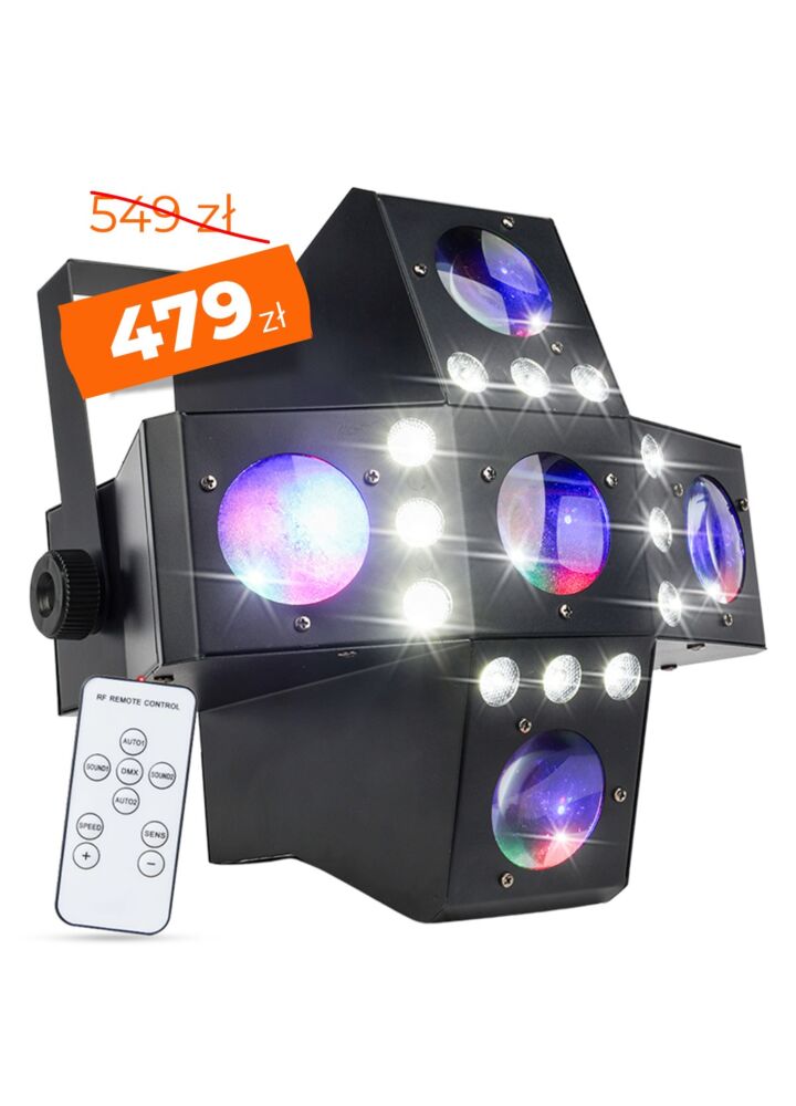 LIGHT4ME BEAMSTORM efekt świetlny LED RGBA-W dynamiczne oświetlenie na imprezę pilot