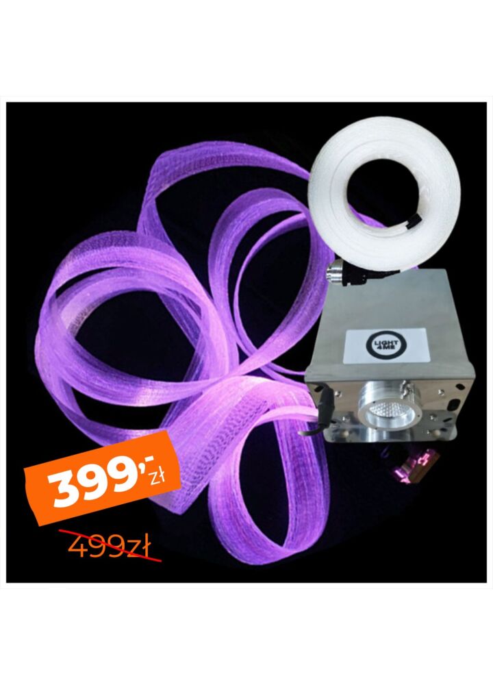 LIGHT4ME FIBRE 10 dekoracyjna siatka światłowodowa kurtyna 10 m + podświetlacz LED RGB 45W IP65 dekoracja światłem