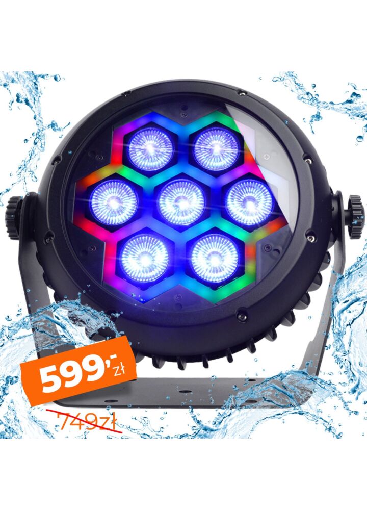 LIGHT4ME FRAME PAR IP65 7x10W LED RGBW reflektor sceniczny efekt świetlny oświetlenie zewnętrzne