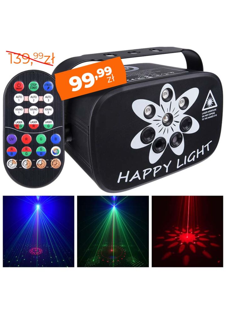 LIGHT4ME PARTY LIGHT 1 efekt LED oświetlenie disco laser UV