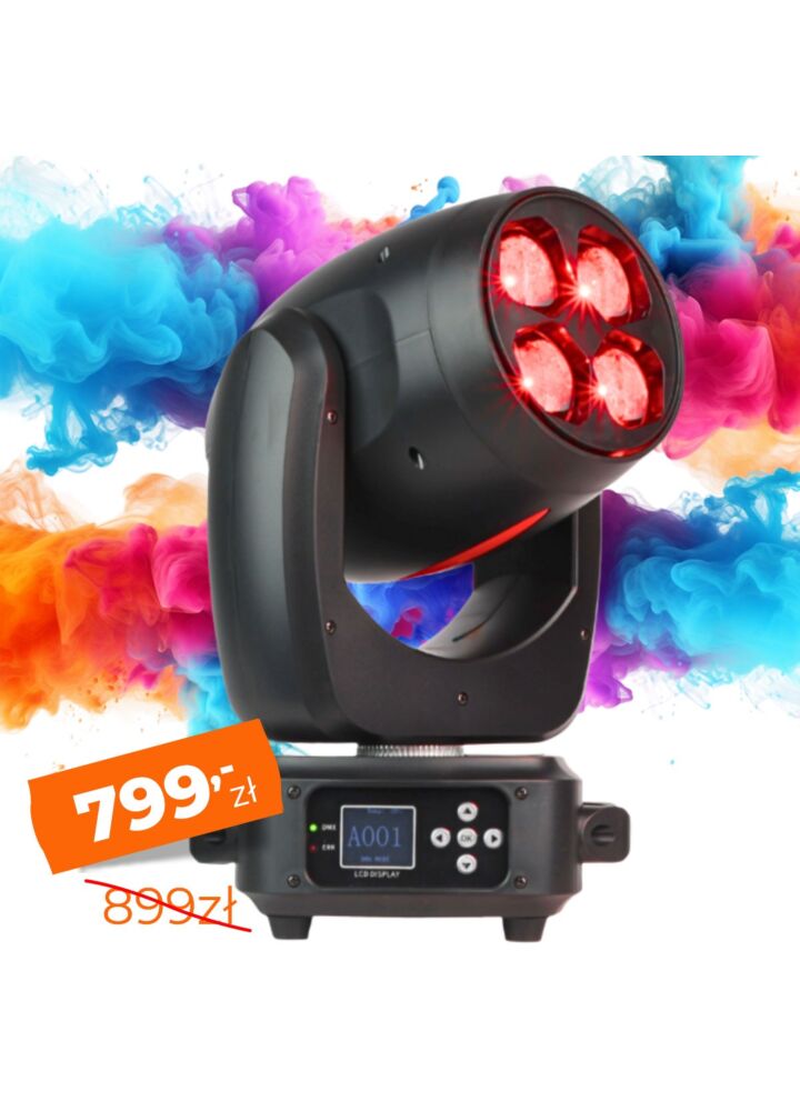 LIGHT4ME RED LINE WASH 4x40W głowica ruchoma LED oświetlenie sceniczne