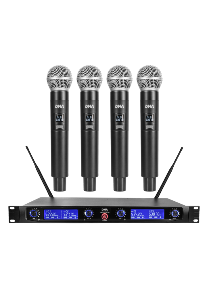 DNA WM4 VOCAL SET wireless microphone 4x handheld transmitter sound system UHF