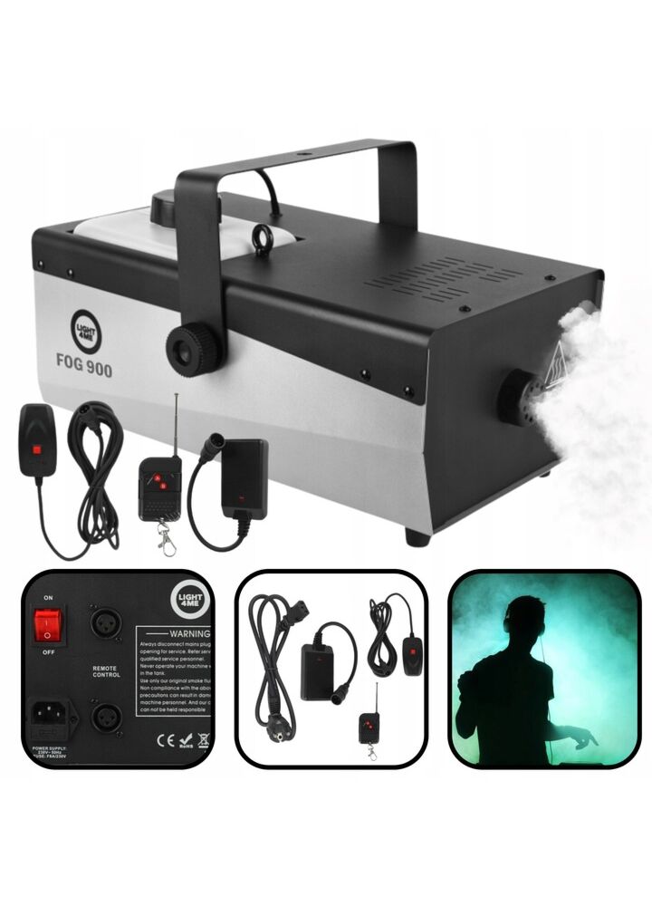 LIGHT4ME FOG 900 V2 wytwornica dymu mgły pilot bezprzewodowy kontroler przewodowy 900W