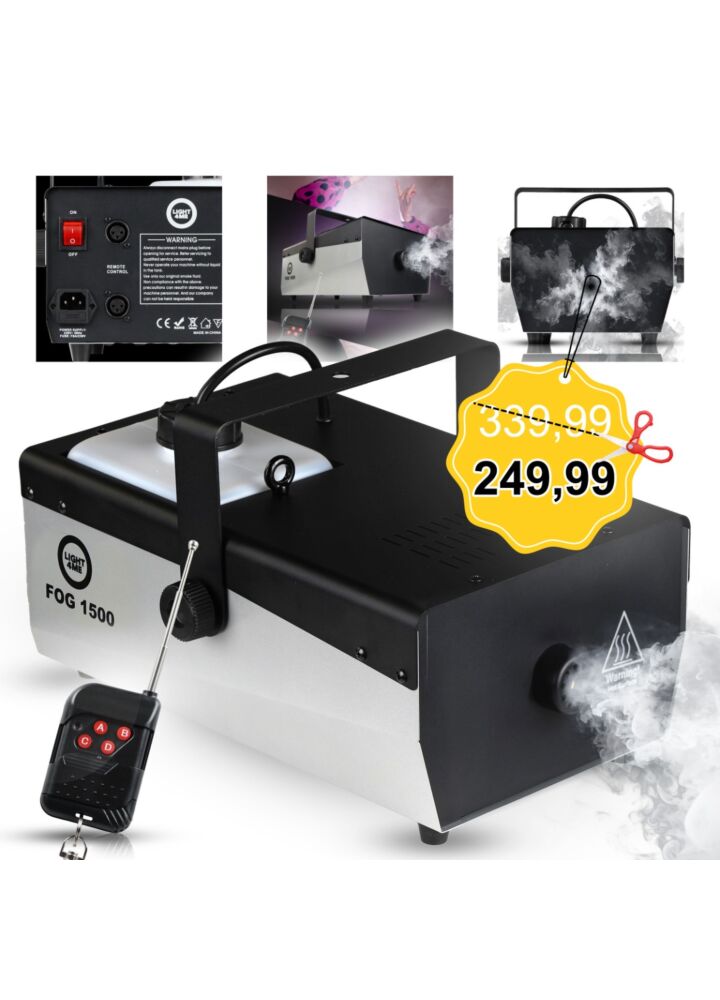 LIGHT4ME FOG 1500 V2 wytwornica dymu mgły pilot bezprzewodowy kontroler przewodowy 1500W