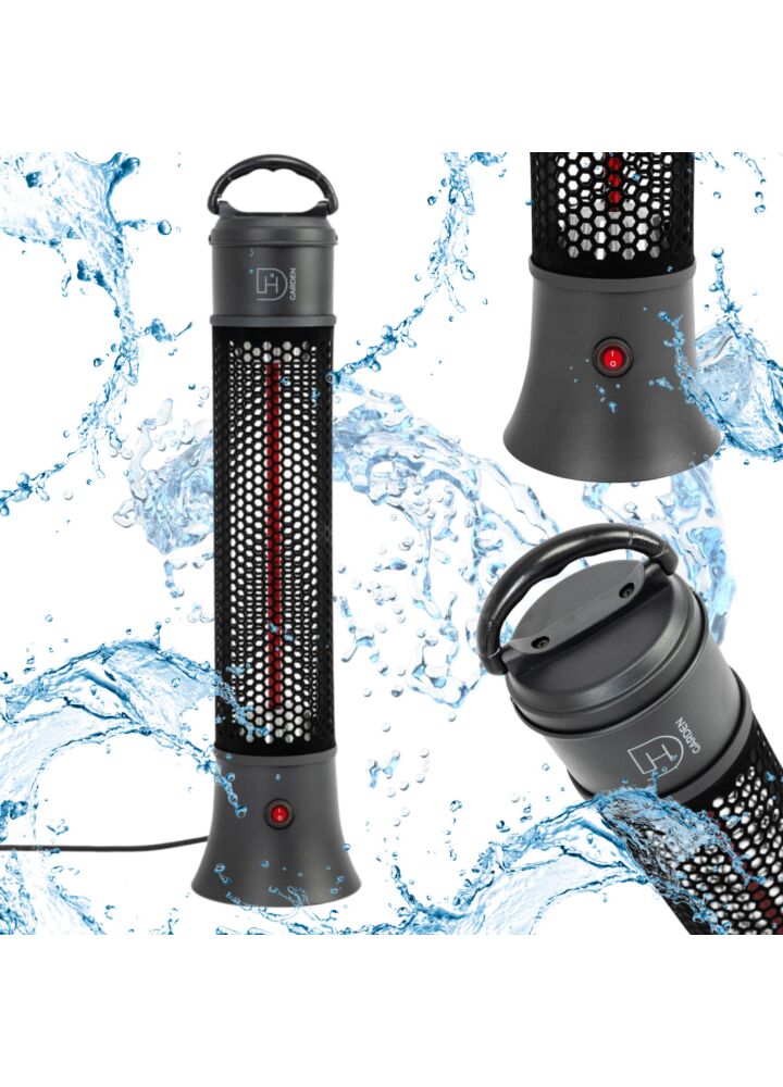 DH Garden Promiennik THL020 czarny grzejnik na podczerwień lampa ogrzewacz 1200W IP65 360 stopni