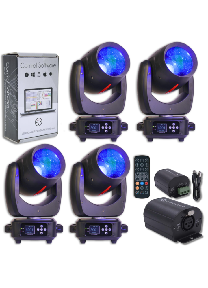 LIGHT4ME RED LINE BEAM 120W głowica x 4 + CHROMATEQ CLUB 512 profesjonalny zestaw oświetleniowy 