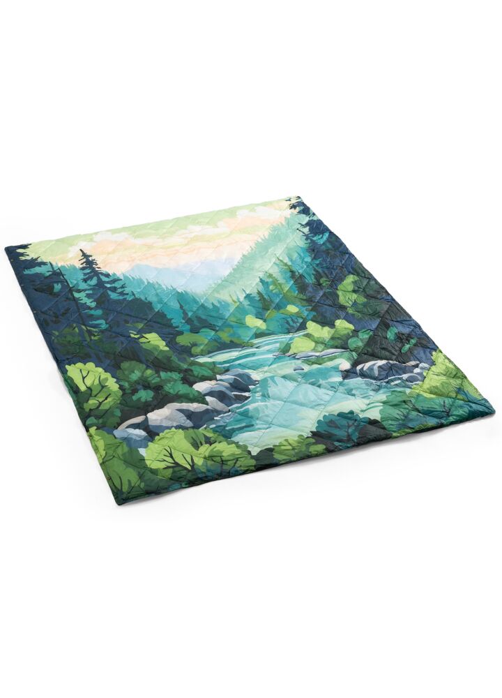 DH Garden Koc Zielona Rzeka 135x175 cm pikowany miękki gruby ciepły peleryna worek z paskiem