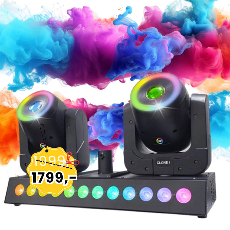 LIGHT4ME CLONE 1 efekt świetlny LED RGBW 2x głowica ruchoma wash oświetlenie sceniczne pilot