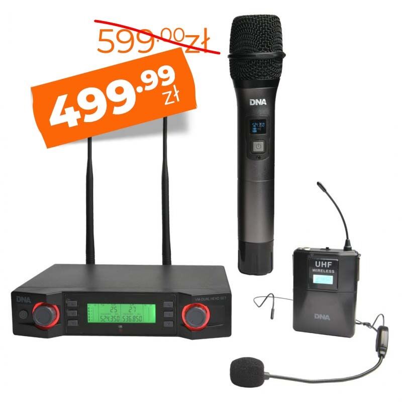 DNA VM - DUAL VOCAL HEAD SET mikrofon bezprzewodowy doręczny nadajnik nagłowny bodypack podwójny zestaw UHF 518-542 MHz