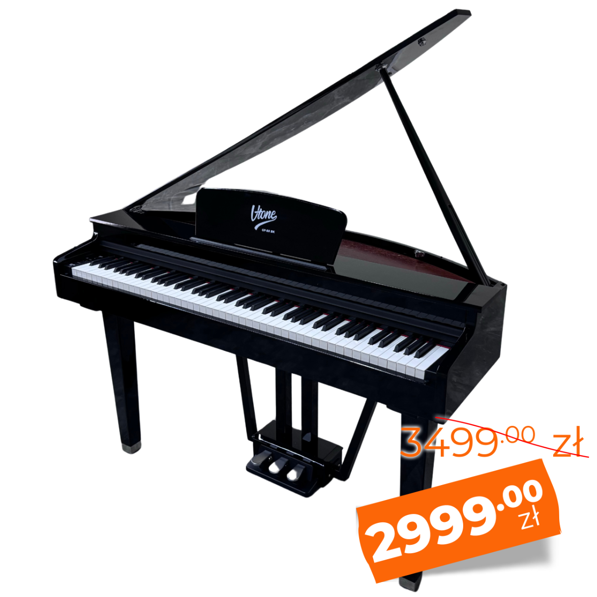V-TONE GP-88 BK pianino cyfrowe grand piano stacjonarne czarne ważone klawisze klawiatura młoteczkowa USB-B AUX IN LINE OUT 2 wyjścia słuchawkowe