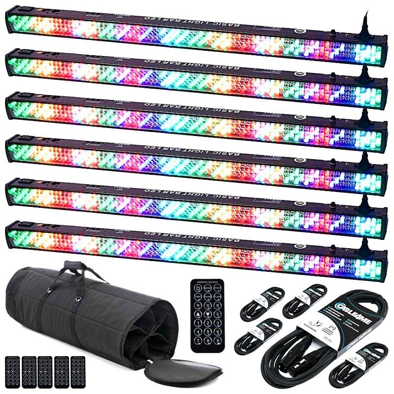 LIGHT4ME BASIC LIGHT BAR LED 16 RGB IR listwa belka oświetleniowa BK x6 + pokrowiec + przewód DMX