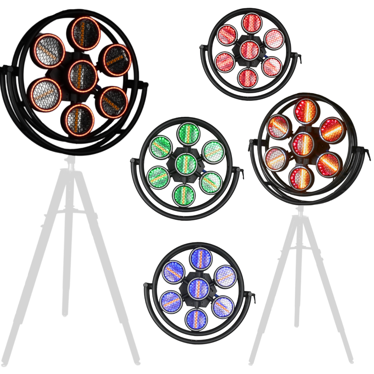 LIGHT4ME VINTAGE 700 LED retro reflektor sceniczny oświetlenie estradowe dekoracja światłem efekt tła ring 7x60 WW COB + 322x0,3W RGB SMD5050