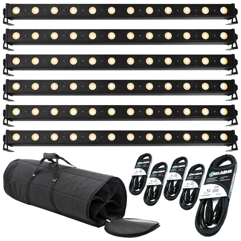 LIGHT4ME PIXEL BAR 12 WW LED belka listwa warm white 12x3W ciepły biały- zestaw 6 sztuk + pokrowiec + przewody DMX