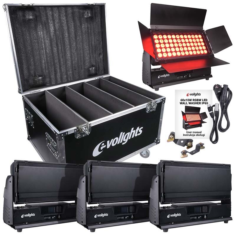 EVOLIGHTS 60x10W RGBW LED WALL WASHER + CASE ZESTAW