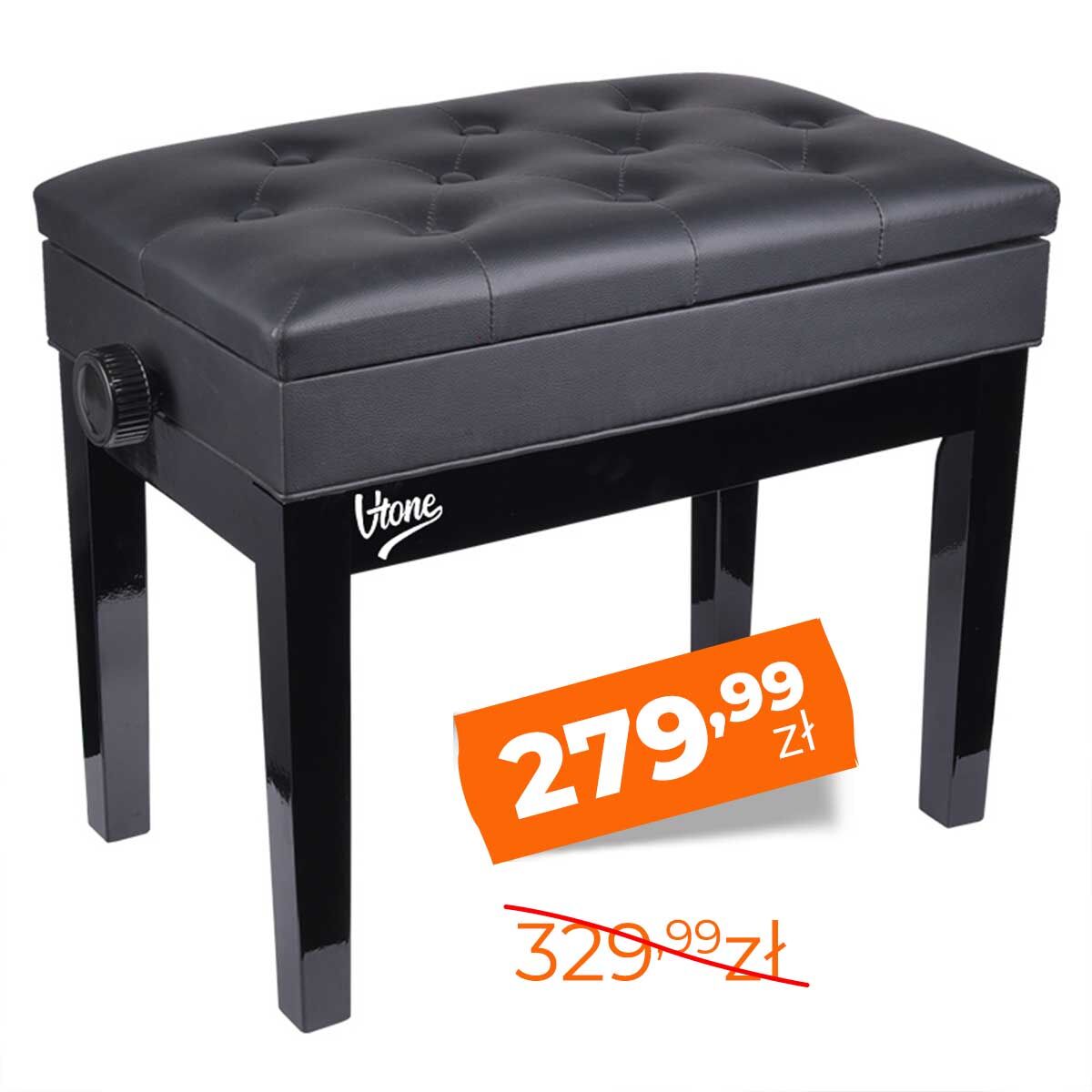 V-TONE ŁAWA 2 BK ława do pianina ze schowkiem CZARNA