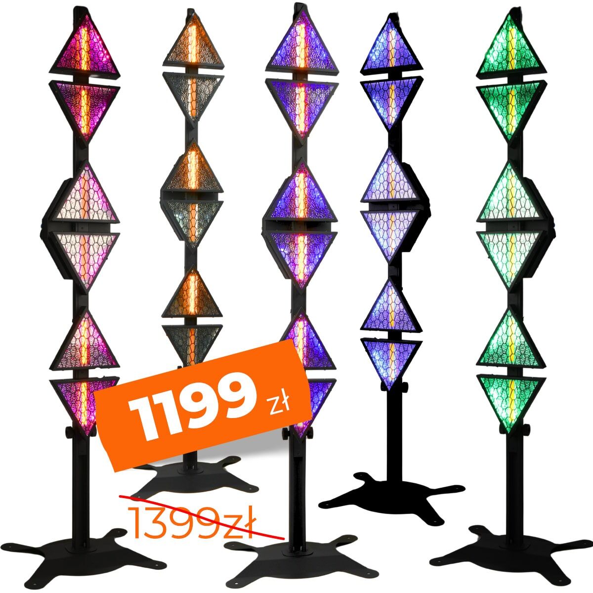 EVOLIGHTS LUMEN ONE 6x60W WW + 96x0,5W RGB LED reflektor sceniczny retro oświetlenie estradowe vintage ciepła biel efekt tła