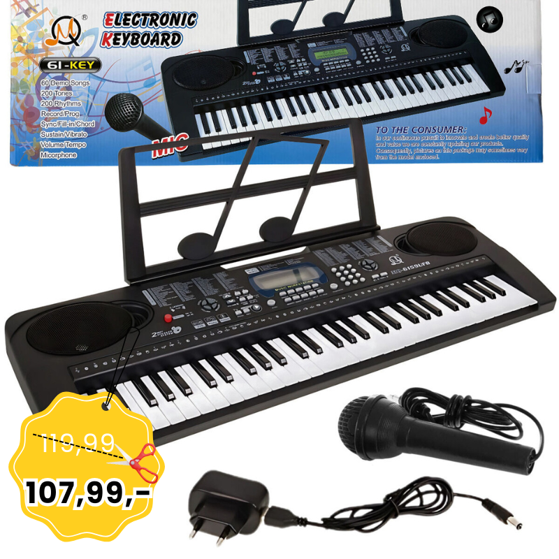 MQ 6159 UFB keyboard edukacyjny klawisze organy dla dzieci do nauki gry pulpit do nut mikrofon USB FM Bluetooth AUX wyjście słuchawkowe